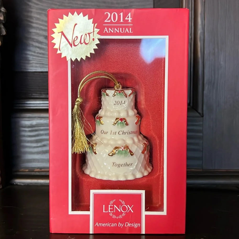 LENOX 2014 ANNUAL 1ST CHRISTMAS TOGETHER ORNAMENT‎ WEDDING CAKE